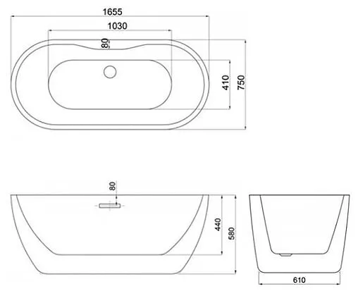 Ванна акриловая отдельностоящая Comforty 165х75 белый BA111W