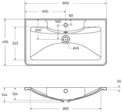 Раковина BelBagno 80 чёрный матовый BB800/455-LV-ART-ALR-NERO