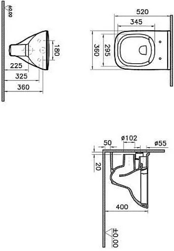 Унитаз подвесной безободковый VitrA S20 белый 7508B003-0075