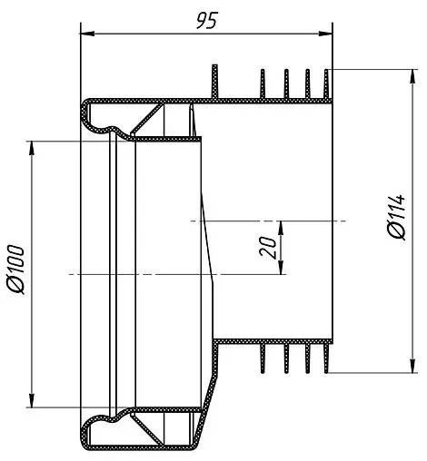 Патрубок для унитаза эксцентриковый Ани Пласт 20мм W0410