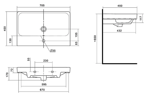 Раковина Santek Адриана 70 белый 1WH501628