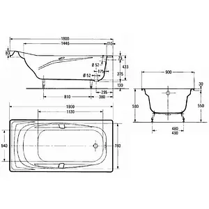 Ванна чугунная Jacob Delafon Repos 180x85 E2904-00 Ванна чугунная Jacob Delafon Repos 180x85 E2904-00, 2