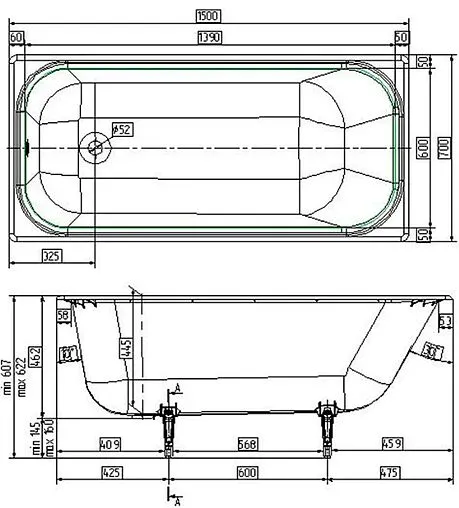 Ванна чугунная Wotte Start 1500x700UR