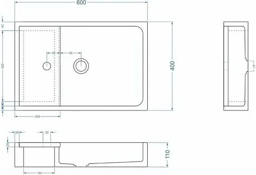 Раковина Uperwood UPD Piter чёрный матовый 291020319