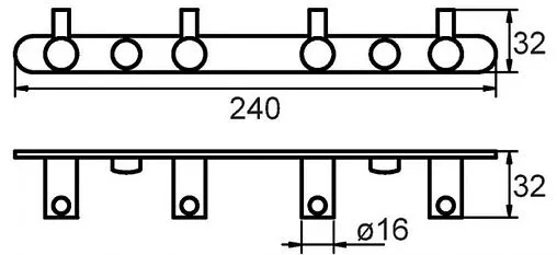 Планка с 4-мя крючками Milardo Hooks хром 005SM40M41