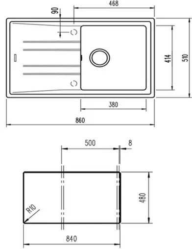 Мойка кухонная Teka Stone 50 B-TG 1B 1D черный металлик 115330017