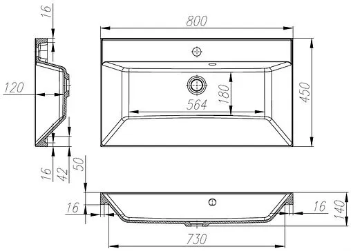 Раковина BelBagno 80 чёрный матовый BB800/450-LV-ART-AST-NERO