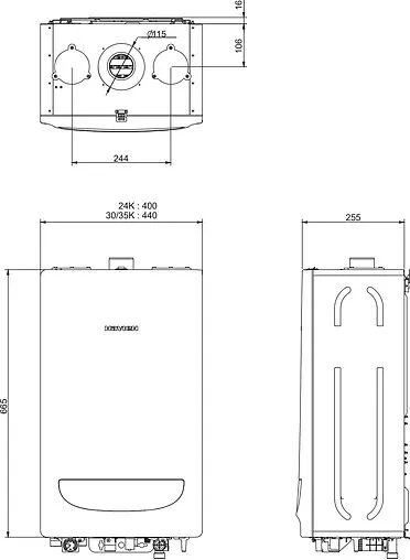 Настенный газовый котел одноконтурный турбированный 40кВт Navien Deluxe One 40K PNGB3500040L003