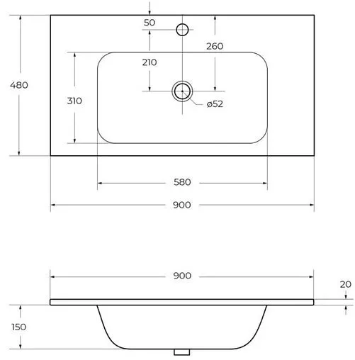 Раковина Cezares ECO 90 белый CZR-900/480-LV-MR-ECO