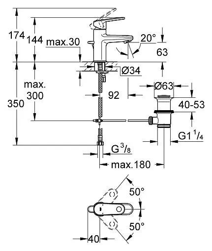 Смеситель для раковины Grohe Europlus II хром 33156002