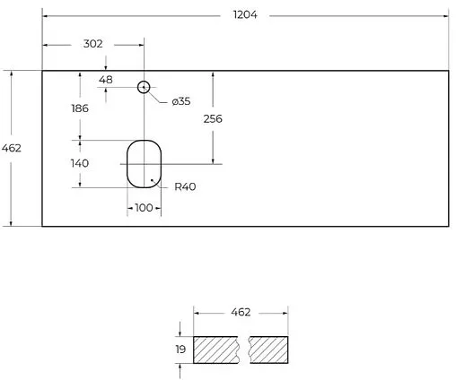 Столешница BelBagno 120 L Bianco Opaco EK-120-AS-BO-L