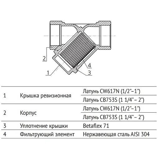 Фильтр угловой сетчатый ½&quot;в x ½&quot;в Uni-Fitt 211G2000