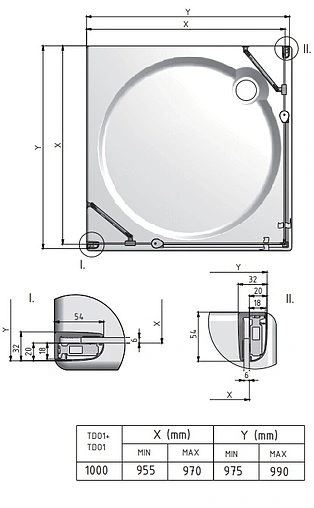 Душевая дверь 1000мм прозрачное стекло Roltechnik Tower Line TDO1/1000 724-1000000-00-02