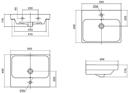 Раковина Santek Адриана 55 белый 1WH501620