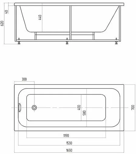 Ванна акриловая Aquatek Мия 165x70 MIY165-0000001