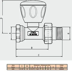 Вентиль регулирующий прямой ½" в/н Tiemme 3260043 Вентиль регулирующий прямой ½" в/н Tiemme 3260043, 2