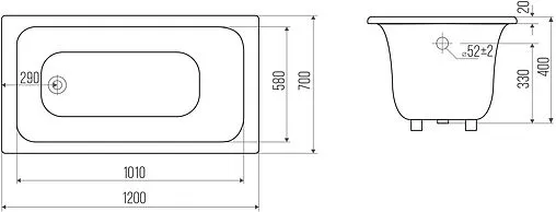 Ванна чугунная Goldman Classic 120x70 CL12070