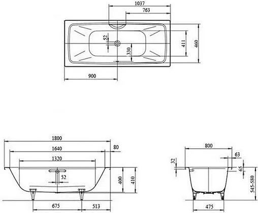 Ванна стальная Kaldewei Cayono Duo 180x80 mod. 725 anti-slip белый 272530000001