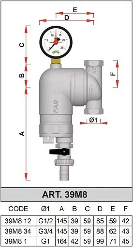 Фильтр тонкой очистки воды 1&quot;в x 1&quot;в Far FA 39M8 1100