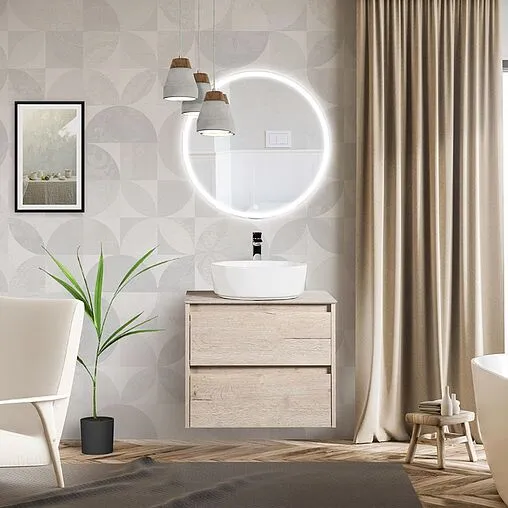 Тумба-умывальник подвесная BelBagno KRAFT 60 Rovere Galifax Bianco KRAFT-600-2C-SO-RGB+