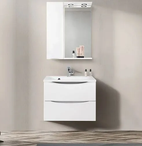 Шкаф-зеркало BelBagno FLY-MARINO 60 L Bianco Lucido MARINO-SPC-600/750-1A-BL-P-L