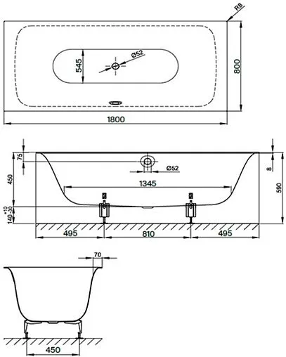 Ванна стальная Bette Lux 180x80 anti-slip белый 3441-000 AR