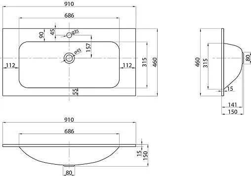 Раковина BelBagno 91 белый BB910/465-LV-VTR-BL