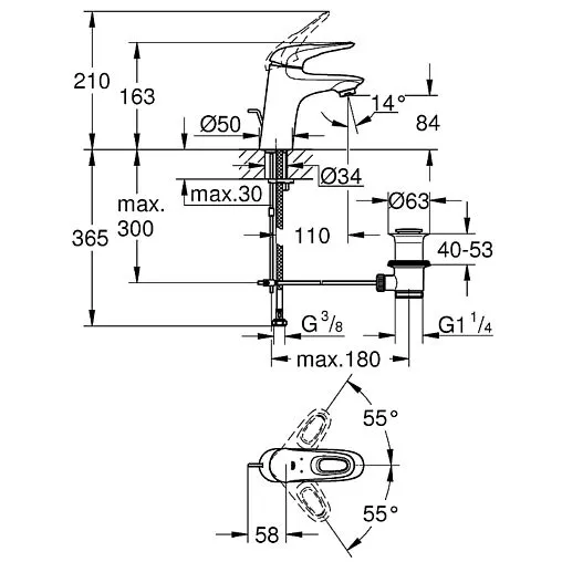 Смеситель для раковины Grohe Eurostyle New хром 33558003