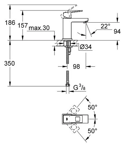 Смеситель для раковины Grohe Eurocube хром 23132000