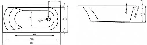 Ванна акриловая Aquanika Base 180х80 A1018080023