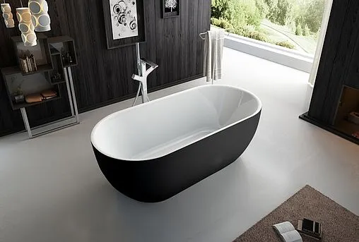 Ванна акриловая отдельностоящая BelBagno 170x80 без перелива  белый/панель черный матовый BB70-1700-800-W/NM