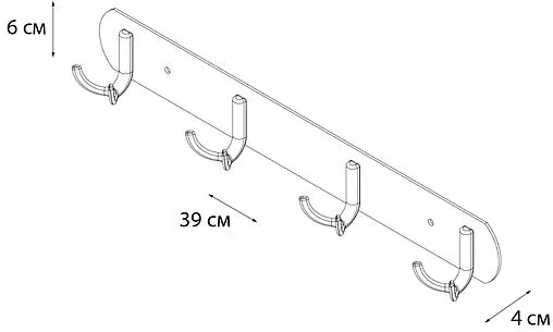 Планка с 4-мя крючками Fixsen Equipment хром FX-2114