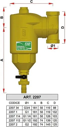 Фильтр-дешламатор 1&quot;в x 1&quot;в Far FA 2208 1