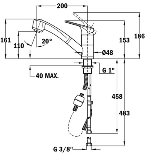 Смеситель для кухни с выдвижным изливом Teka MTP 978 хром 469781200