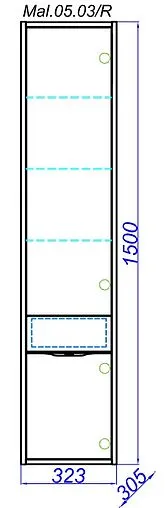 Шкаф-пенал подвесной Aqwella Malaga 32 R белый Mal.05.03/R/CD