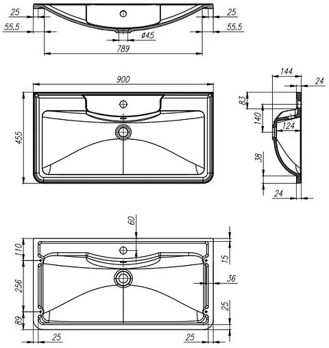 Раковина BelBagno 90 белый BB900/455-LV-MR-ALR