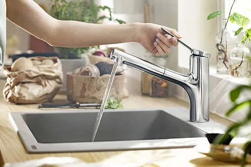 Смеситель для кухни с выдвижным изливом Hansgrohe Zesis M33 150 Eco 2jet хром 74810000