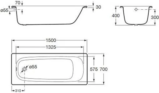 Ванна стальная Roca Contesa 150x70 белый 23606000O