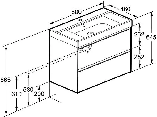 Тумба-умывальник подвесная Roca Ona 80 зелёный матовый A857630513+ZRU9307562