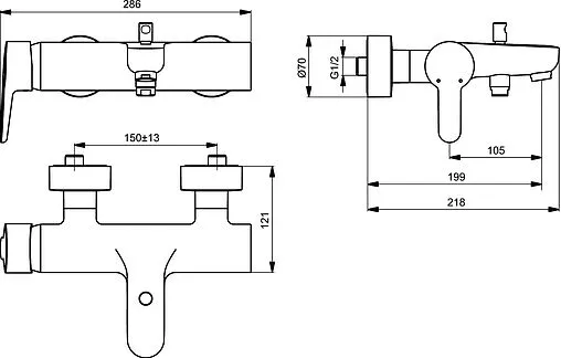 Смеситель для ванны Ideal Standard Connect blue хром B9921AA