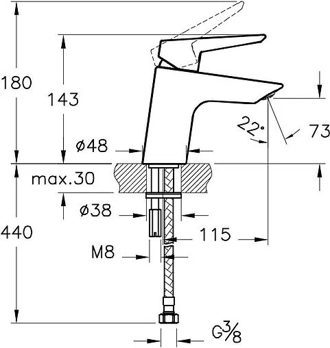 Смеситель для раковины VitrA Solid S хром A42440EXP