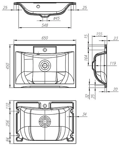 Раковина BelBagno 65 белый BB650/450-LV-MR-PR