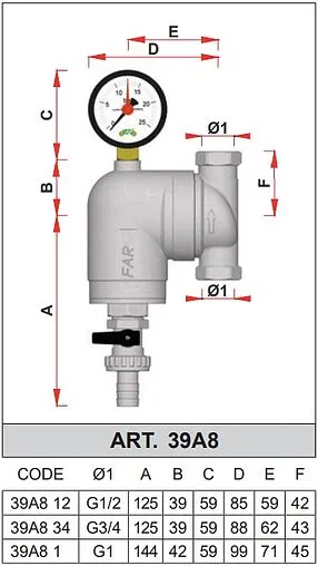 Фильтр тонкой очистки воды 1&quot;в x 1&quot;в Far FA 39A8 1100