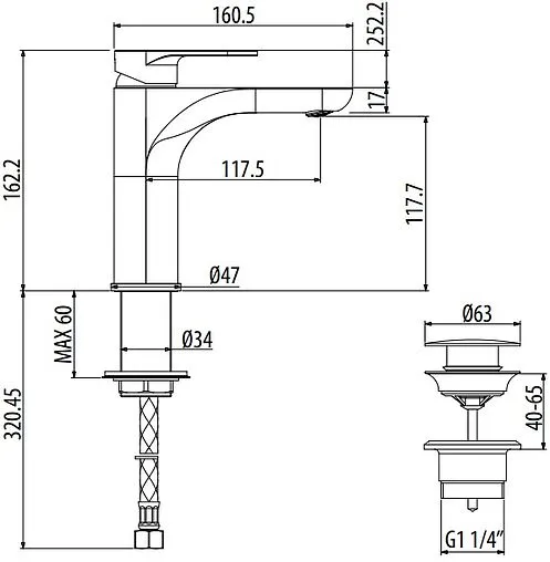 Смеситель для раковины Gattoni H2OMIX7000 чёрный матовый 7004570NO