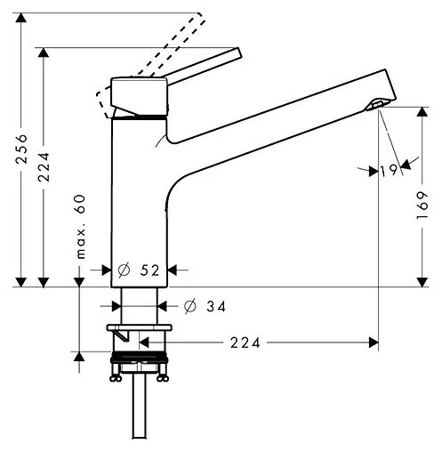 Смеситель для кухни Hansgrohe Talis M52 170 1jet хром 32851000