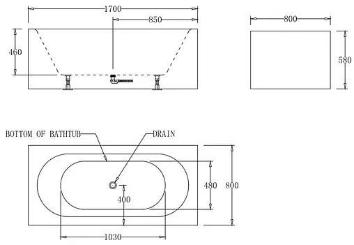 Ванна акриловая отдельностоящая BelBagno 170x80 BB78-1700