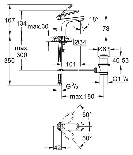 Смеситель для раковины Grohe Veris хром 32183000