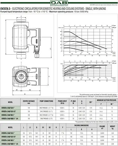 Насос циркуляционный DAB Evosta 3 60/130 ½&quot; 60186090