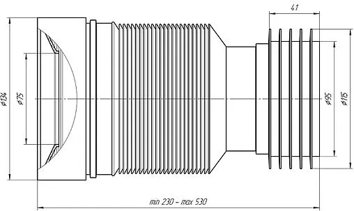 Гофра для унитаза Ани Пласт D100 230-530мм K828R