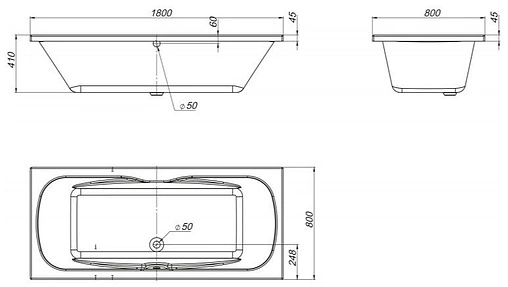 Ванна акриловая BelBagno 180x80 BB104-180-80